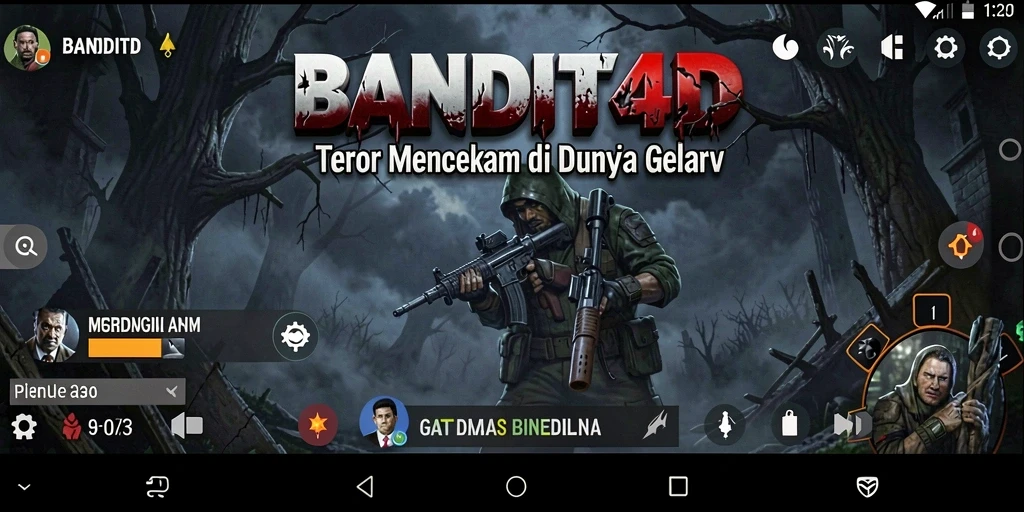 Tampilan gameplay BANDIT4D dengan elemen horor yang menakutkan.