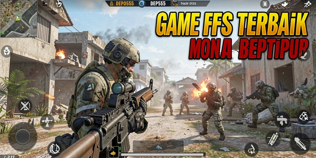Screenshot gameplay DEPO555 dengan aksi tembak-menembak yang intens.