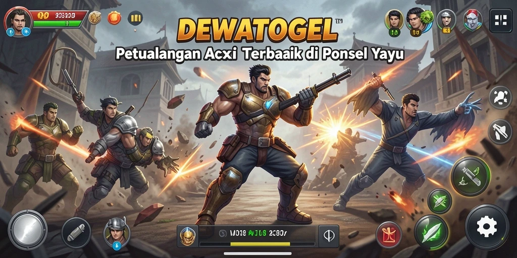 Tangkapan layar utama DEWATOGEL menampilkan aksi mendebarkan dalam pertempuran.