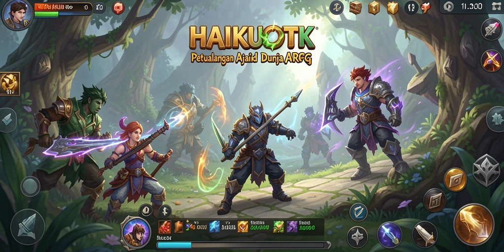 Gameplay epik HAIKUOTK dengan karakter berwarna-warni dan aksi seru.