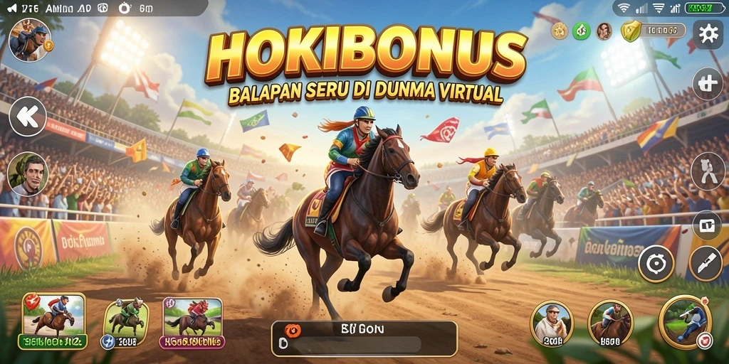 Gameplay HOKIBONUS menampilkan balapan seru di trek yang menantang.
