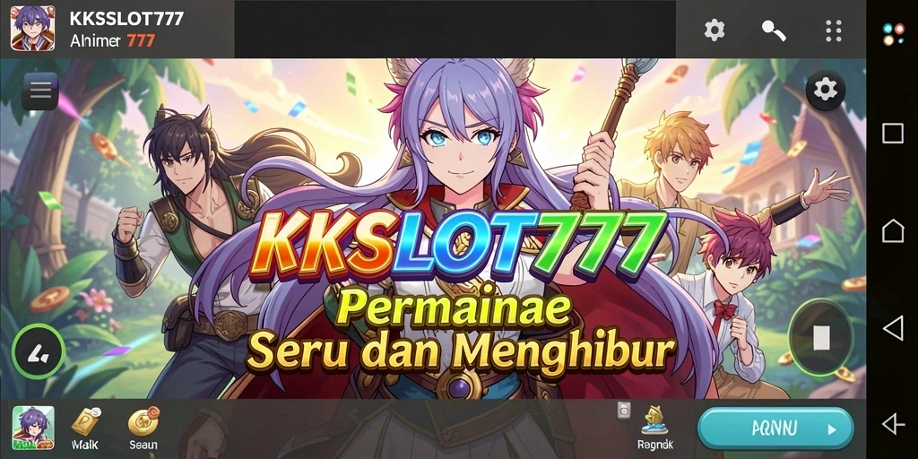 Screenshot gameplay KKSLOT777 yang penuh warna dan karakter Anime.