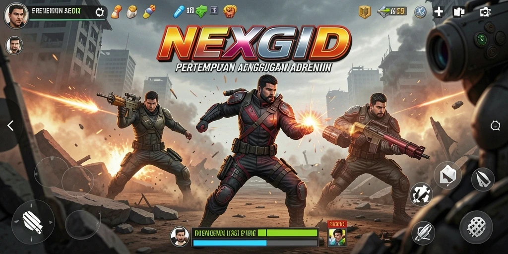 Screenshot menunjukkan aksi pertarungan seru di NEXGID.