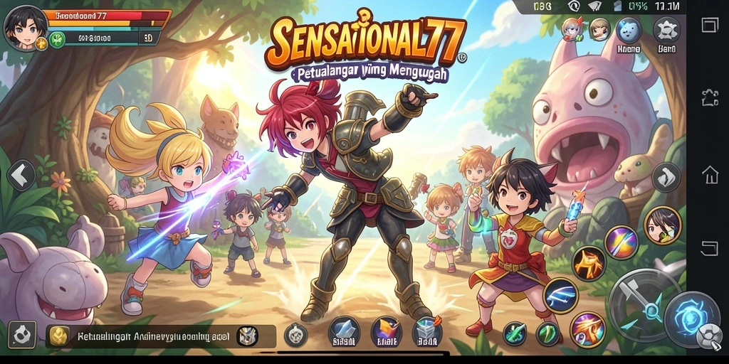 Screenshot gameplay SENSATIONAL77 menampilkan aksi pertarungan yang menegangkan.