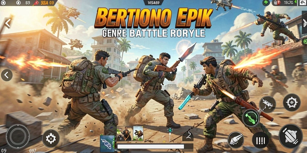 Screenshot utama VISA89 menampilkan pemain yang bertarung dalam arena Battle Royale.