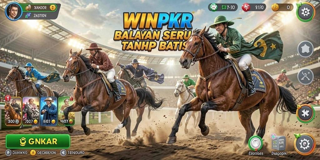 Tampilan gameplay WINPKR yang mendebarkan dengan aksi balapan cepat.